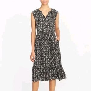 J. Crew Black Floral Midi Dress